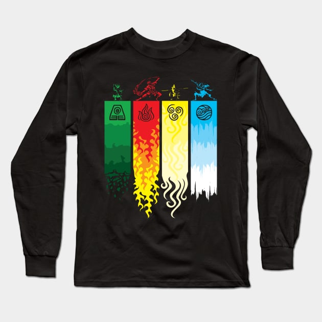 Element Symbols Avatar The Last Airbender Long Sleeve T-Shirt by Rebus28